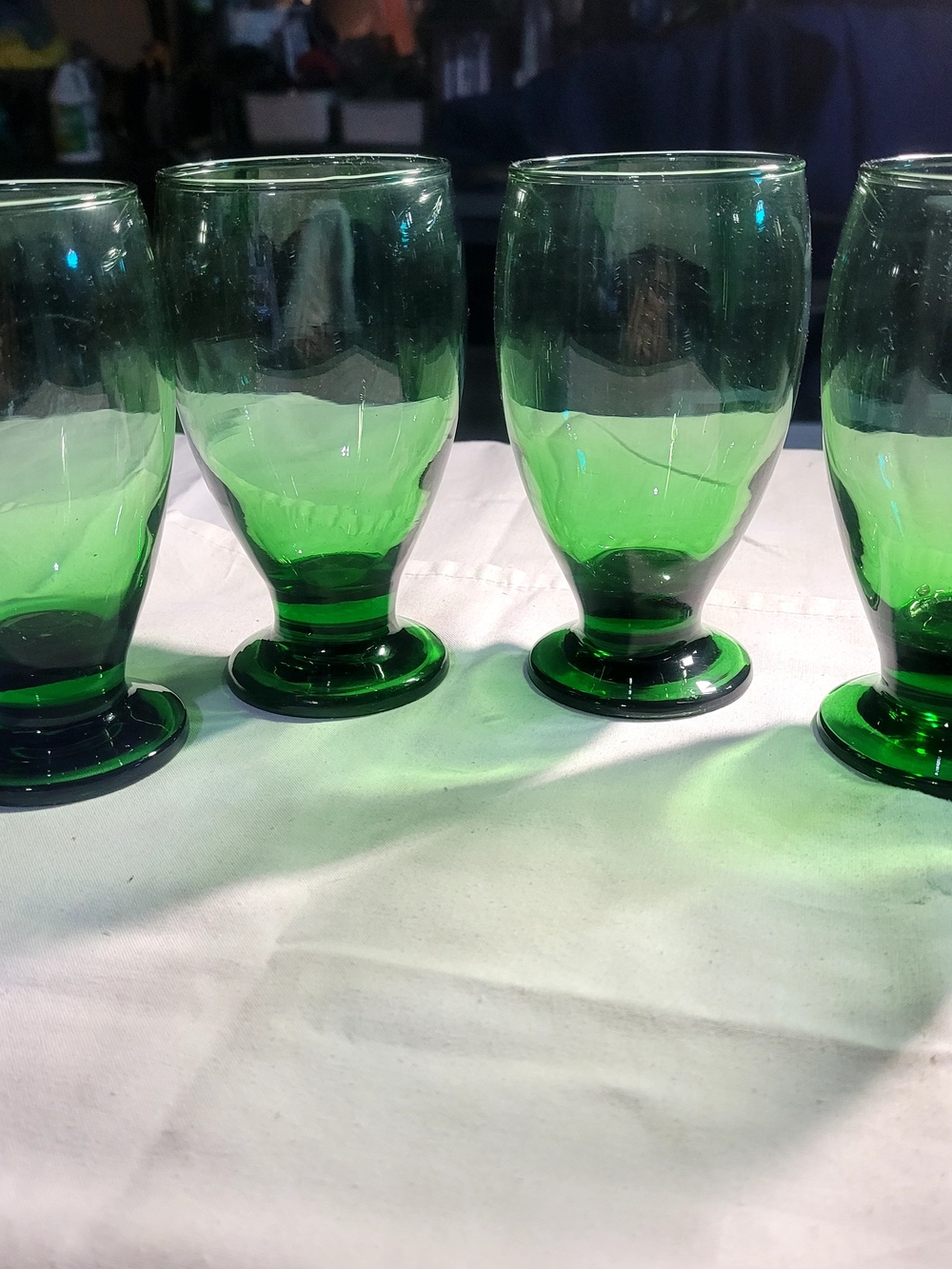 Libbey Cristar Glasses Green Footed Set 4 - Picture 2 of 9